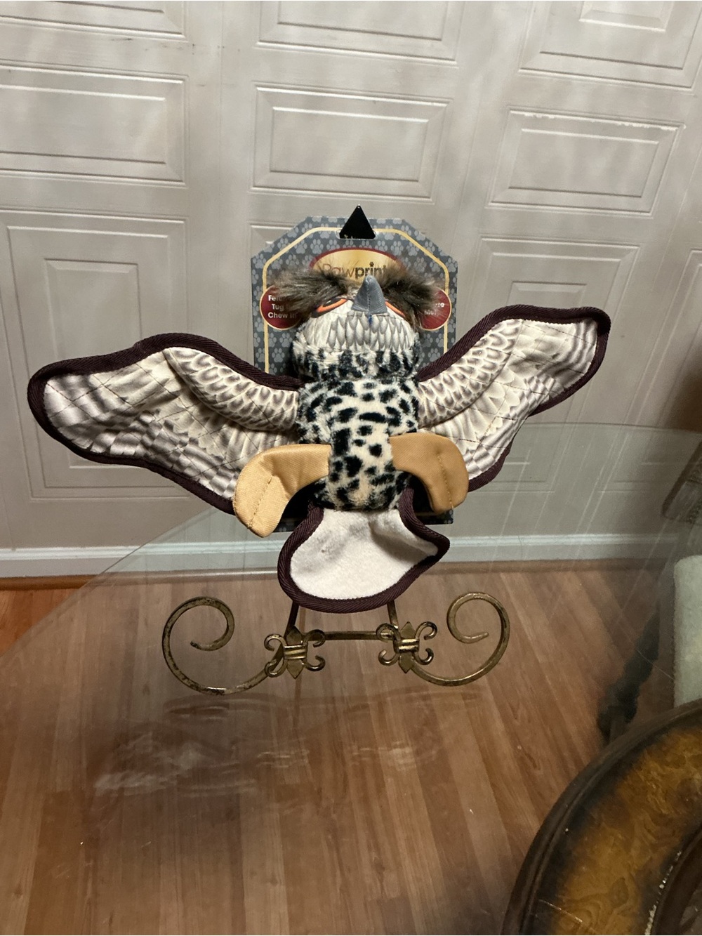 Pawprintz 10" X 17” Owl Dog Toy w/Squeaker, Fetch/ Tug/ Chew Toy New
